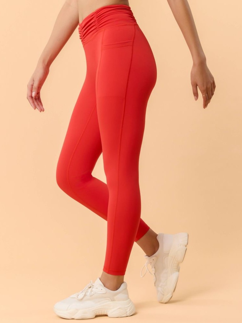 Blogilates Ruched Waist Legging in Red - Picture 3 of 5